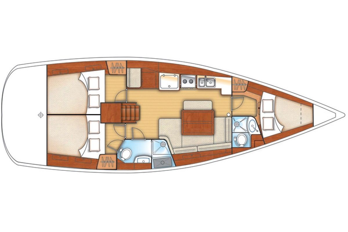 Floor plan of Anassa, a Beneteau Oceanis 40 sailboat at Volos Municipality, Greece