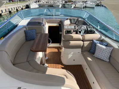 Deck of Orca, a Sealine S 42 motorboat at Imperia, Italy