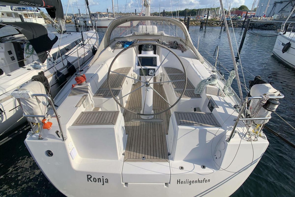 Cockpit of Ronja, a Hanse Yachts Hanse 370 sailboat at Barth, Germany