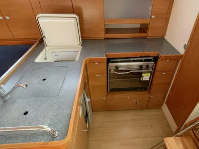 Galley of Ronja, a Hanse Yachts Hanse 370 sailboat at Barth, Germany