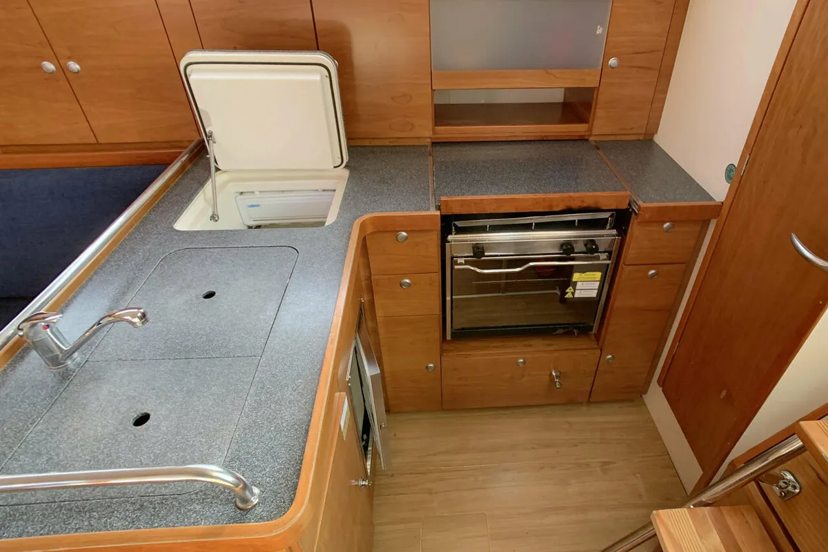 Galley of Ronja, a Hanse Yachts Hanse 370 sailboat at Barth, Germany