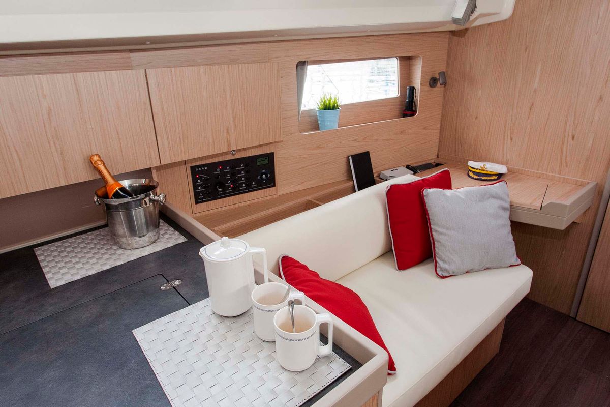 Salon of Rose Royce, a Beneteau Oceanis 41.1 sailboat at Municipal Unit of Lefkada, Greece