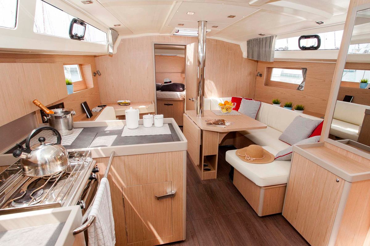 Salon of Rose Royce, a Beneteau Oceanis 41.1 sailboat at Municipal Unit of Lefkada, Greece