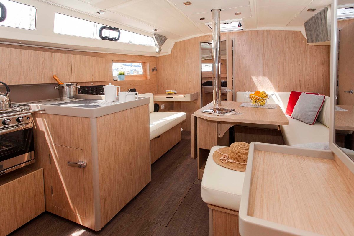Salon of Rose Royce, a Beneteau Oceanis 41.1 sailboat at Municipal Unit of Lefkada, Greece