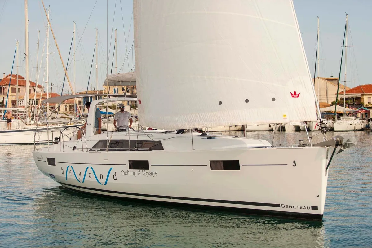 Exterior view of Rose Royce, a Beneteau Oceanis 41.1 sailboat at Municipal Unit of Lefkada, Greece