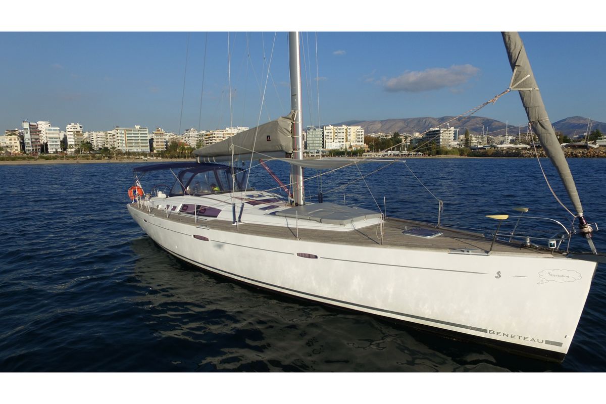 Exterior view of Inspiration, a Beneteau Oceanis 54 sailboat at Athens, Greece