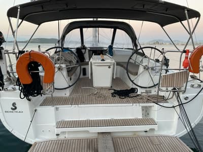 Cockpit of Aurora, a Beneteau Oceanis 40.1 sailboat at Municipal Unit of Ellomenos, Greece