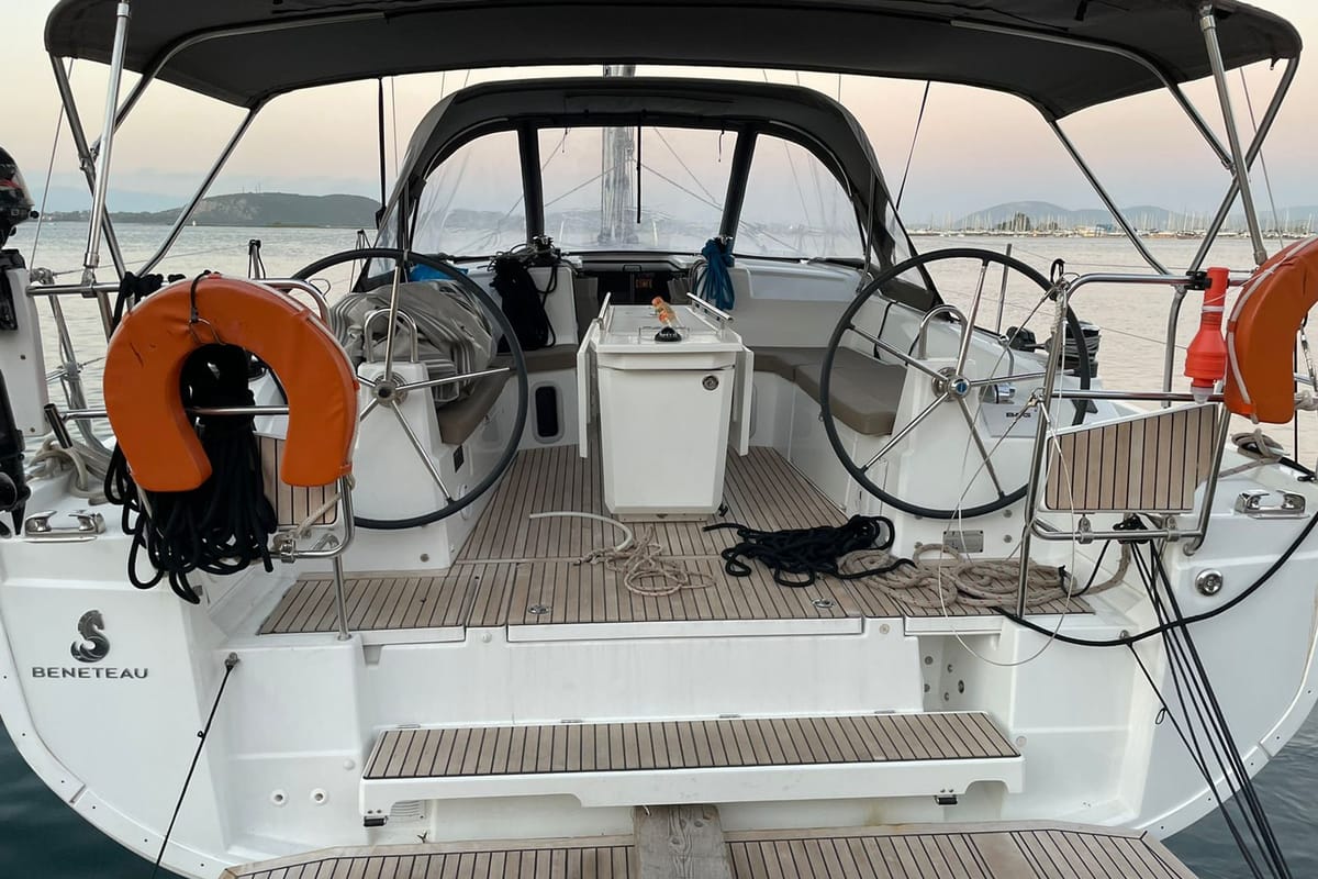 Cockpit of Aurora, a Beneteau Oceanis 40.1 sailboat at Municipal Unit of Ellomenos, Greece