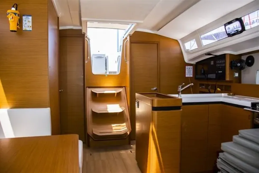 Galley of Evelina, a Jeanneau Sun Odyssey 410 sailboat at Lavrion - Olympic Marine