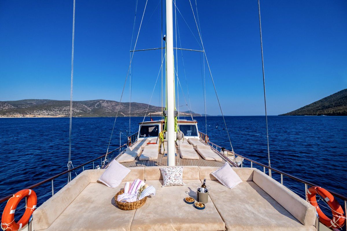 Deck of Leylali, a Custom Made Leylali yacht at Bodrum, Turkey