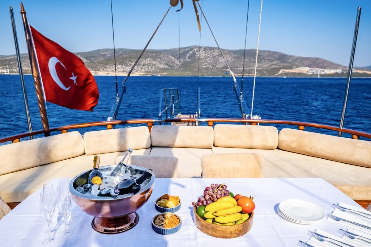 Deck of Leylali, a Custom Made Leylali yacht at Bodrum, Turkey