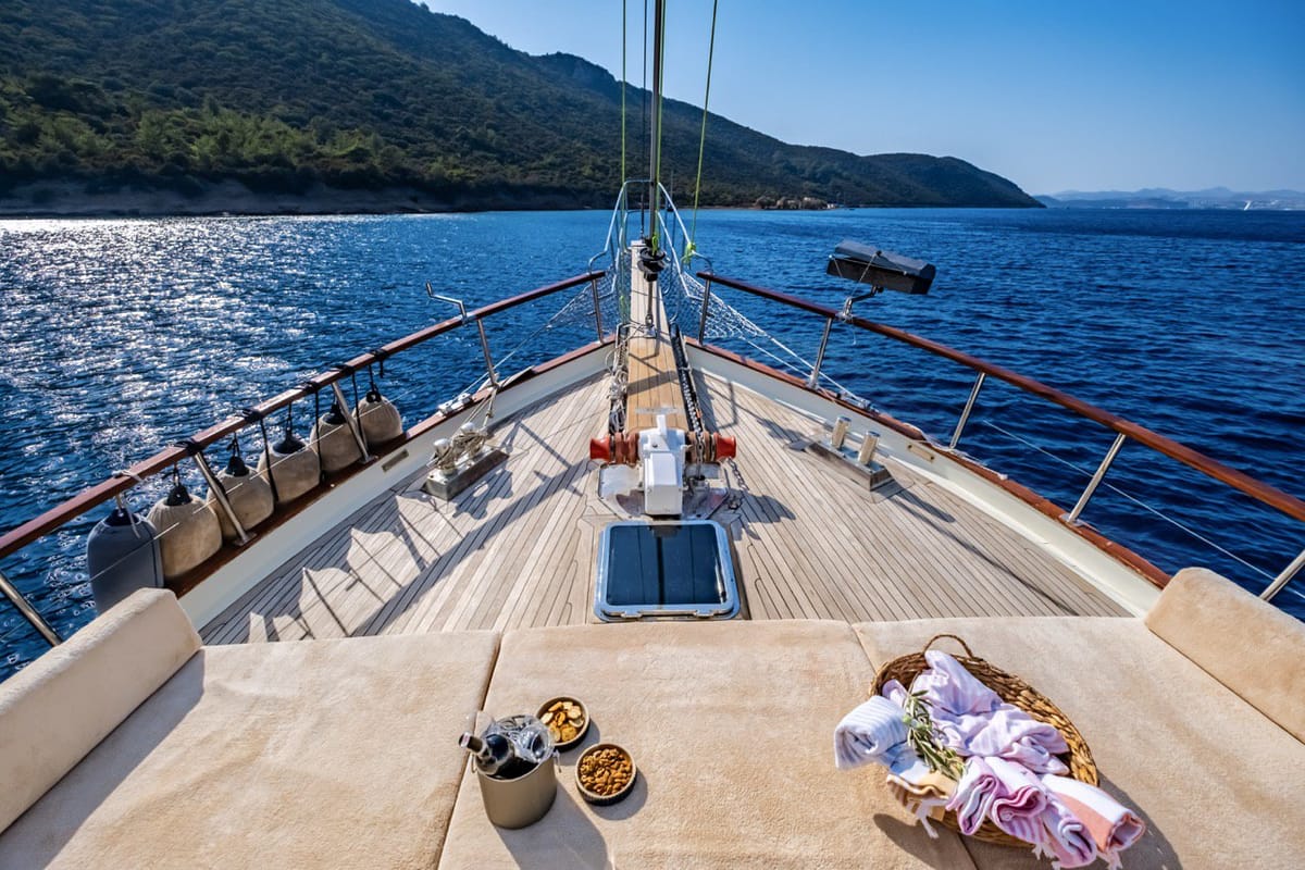Deck of Leylali, a Custom Made Leylali yacht at Bodrum, Turkey