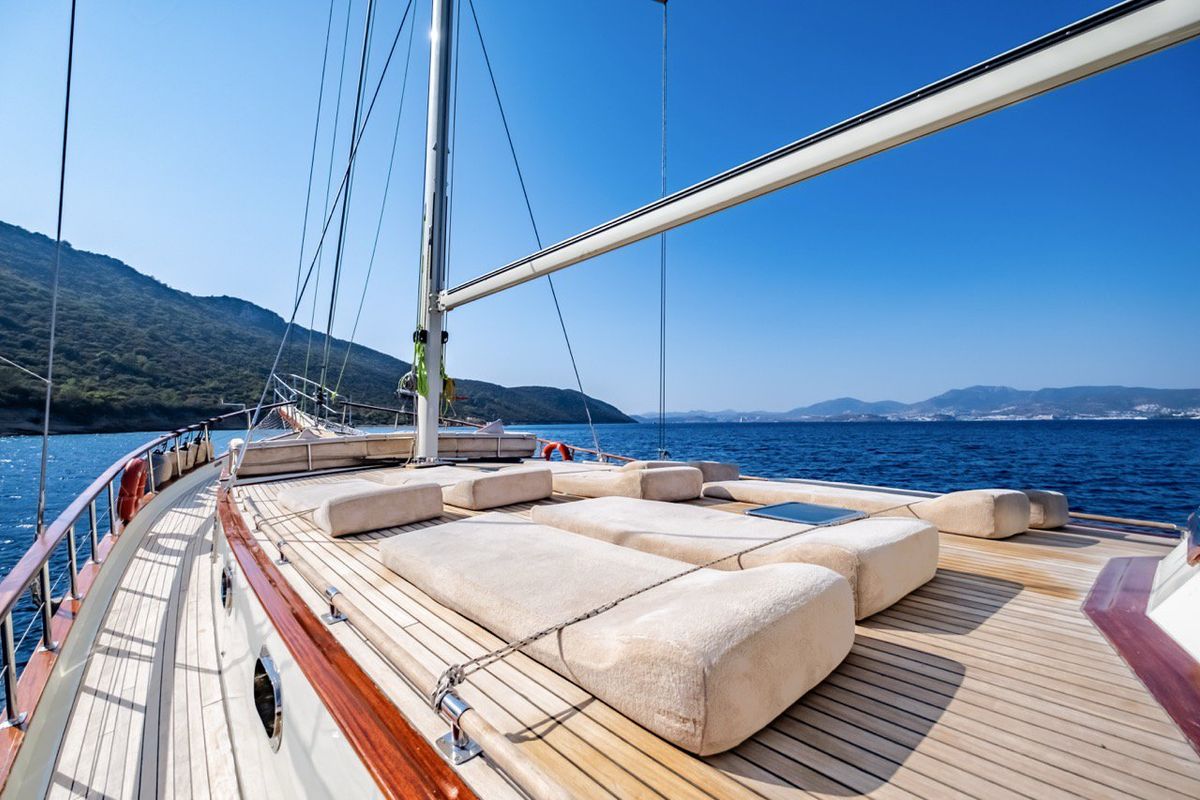 Deck of Leylali, a Custom Made Leylali yacht at Bodrum, Turkey