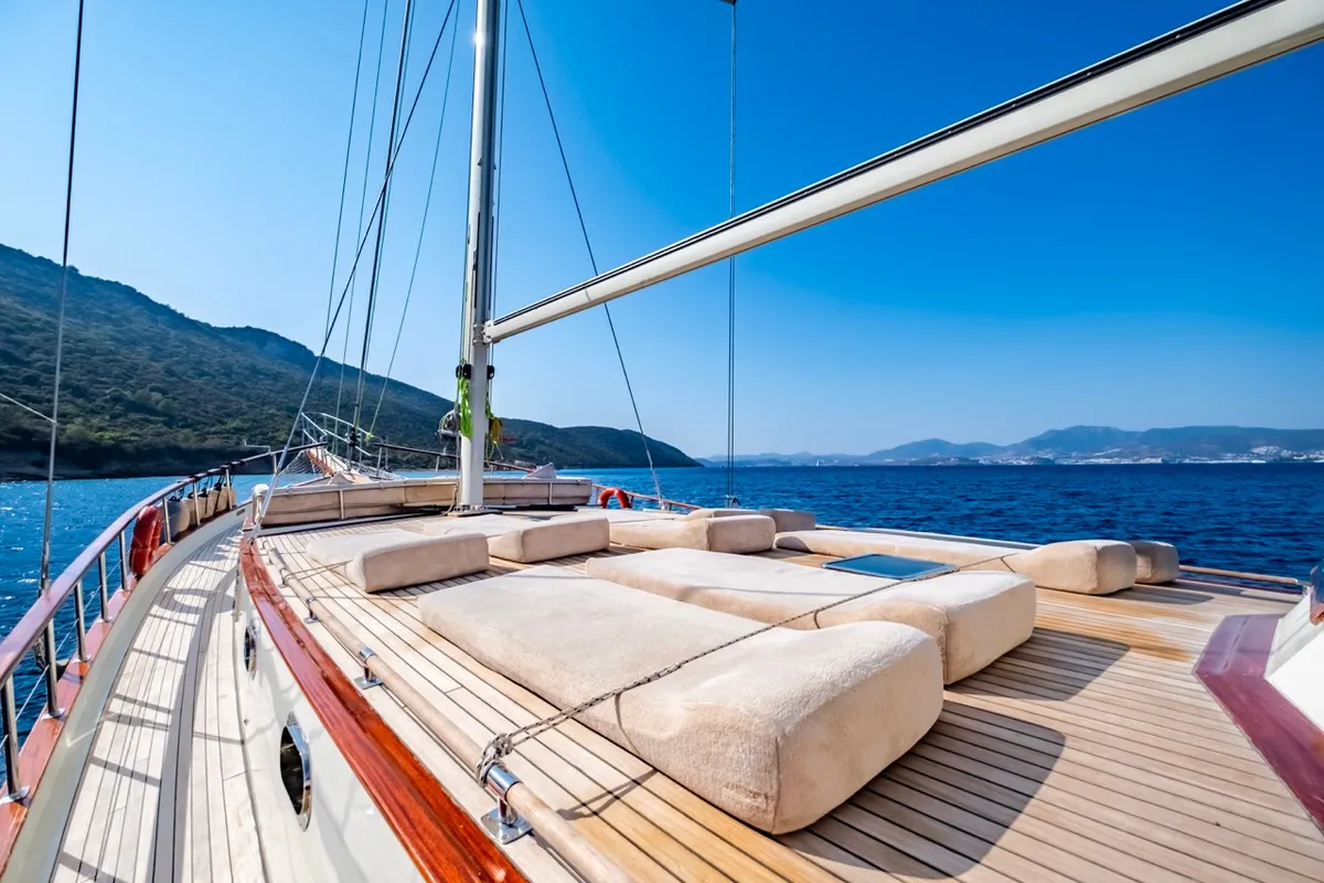 Deck of Leylali, a Custom Made Leylali yacht at Bodrum, Turkey