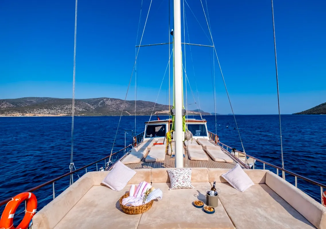 Deck of Leylali, a Custom Made Leylali yacht at Bodrum, Turkey