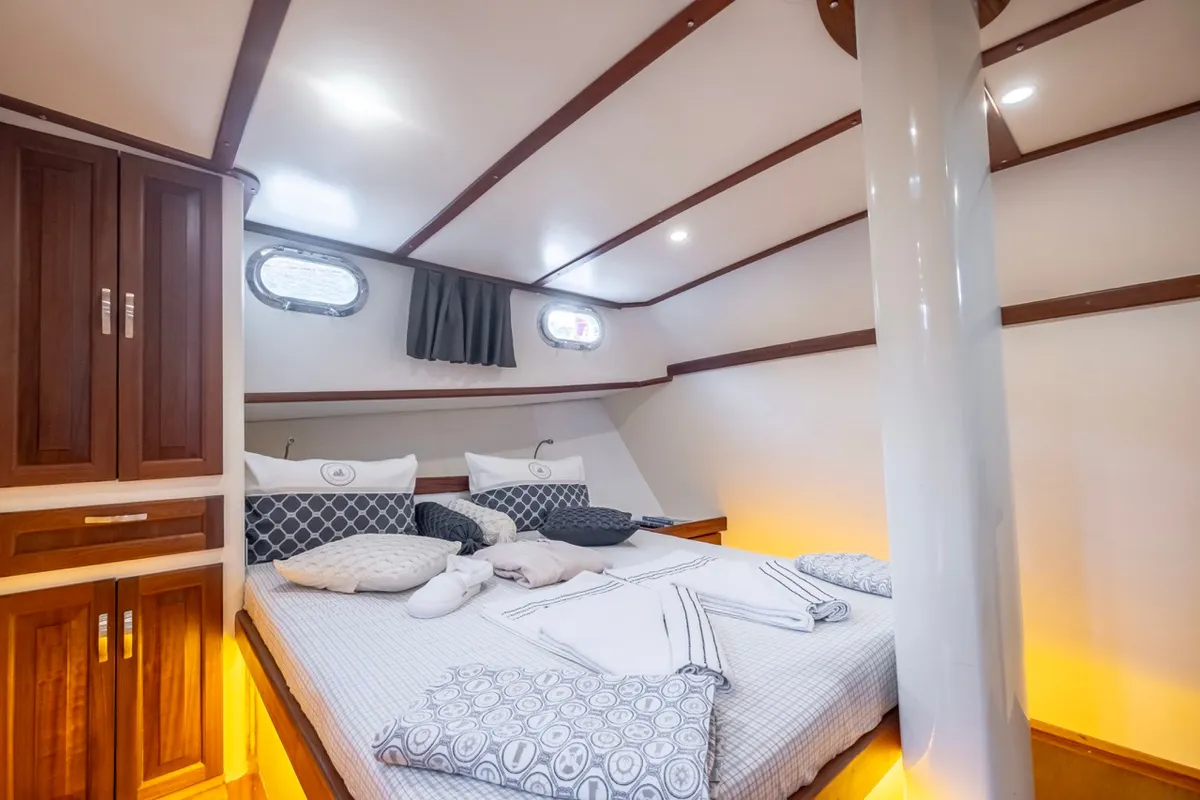 Cabin on Leylali, a Custom Made Leylali yacht at Bodrum, Turkey