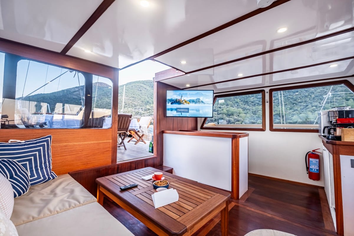 Salon of Leylali, a Custom Made Leylali yacht at Bodrum, Turkey