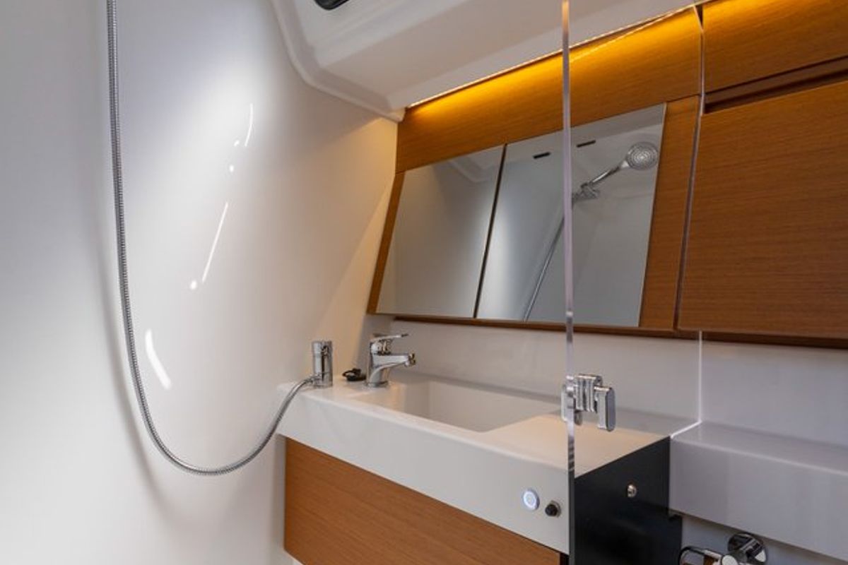 Head on Elektra, a Jeanneau Sun Odyssey 410 sailboat at Municipal Unit of Lefkada, Greece