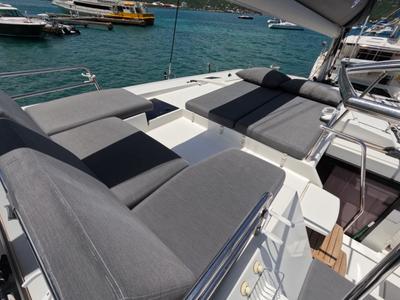 Deck of Champs-Elysees, a Fountaine Pajot Saona 47 catamaran at Road Town, British Virgin Islands