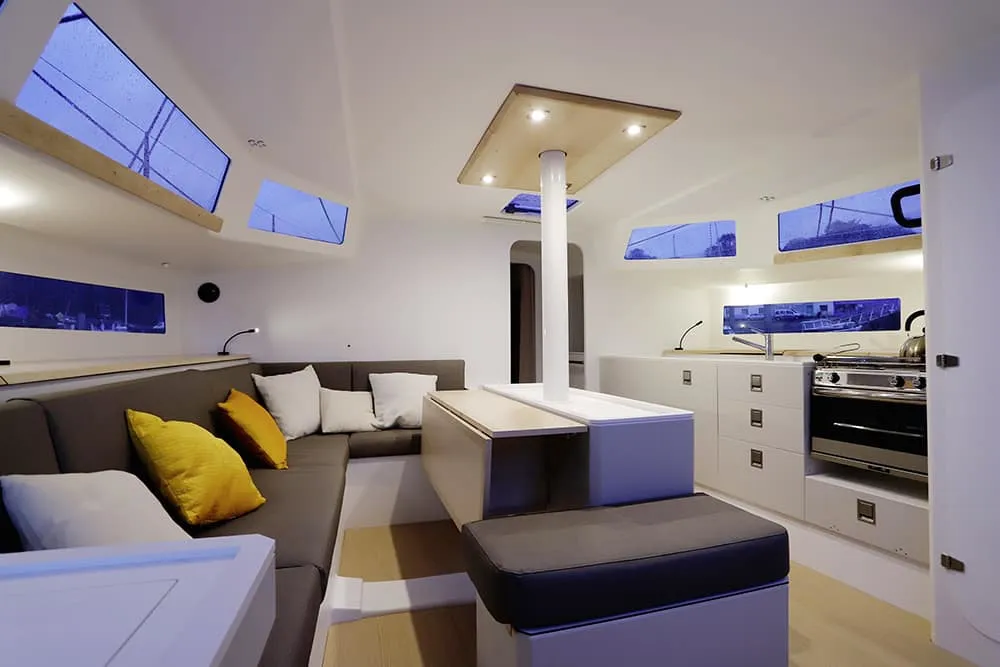 Salon of TOSTAKY, a Pogo Structures Pogo 44 sailboat at La Trinité-sur-Mer, France