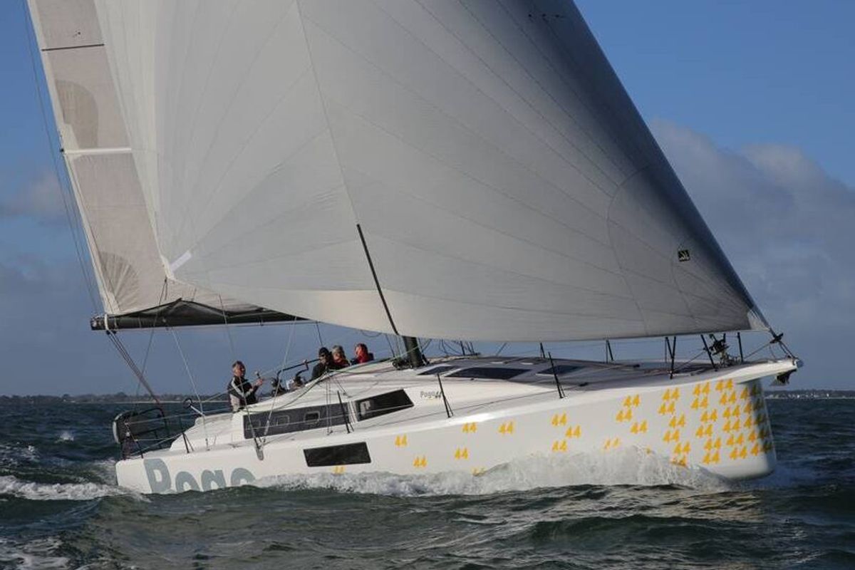 Exterior view of TOSTAKY, a Pogo Structures Pogo 44 sailboat at La Trinité-sur-Mer, France