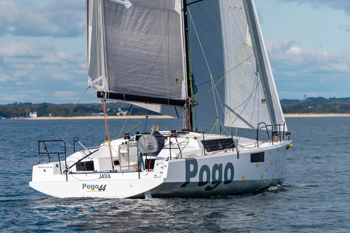 Exterior view of TOSTAKY, a Pogo Structures Pogo 44 sailboat at La Trinité-sur-Mer, France