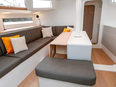 Salon of TOSTAKY, a Pogo Structures Pogo 44 sailboat at La Trinité-sur-Mer, France
