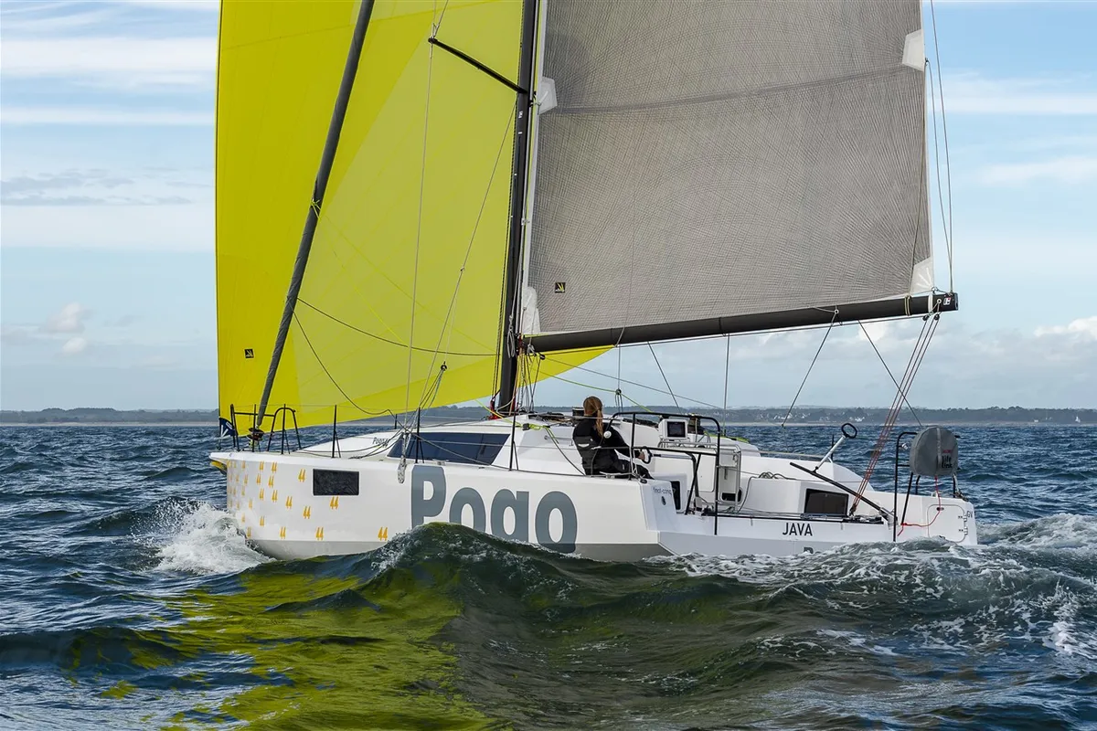Exterior view of TOSTAKY, a Pogo Structures Pogo 44 sailboat at La Trinité-sur-Mer, France