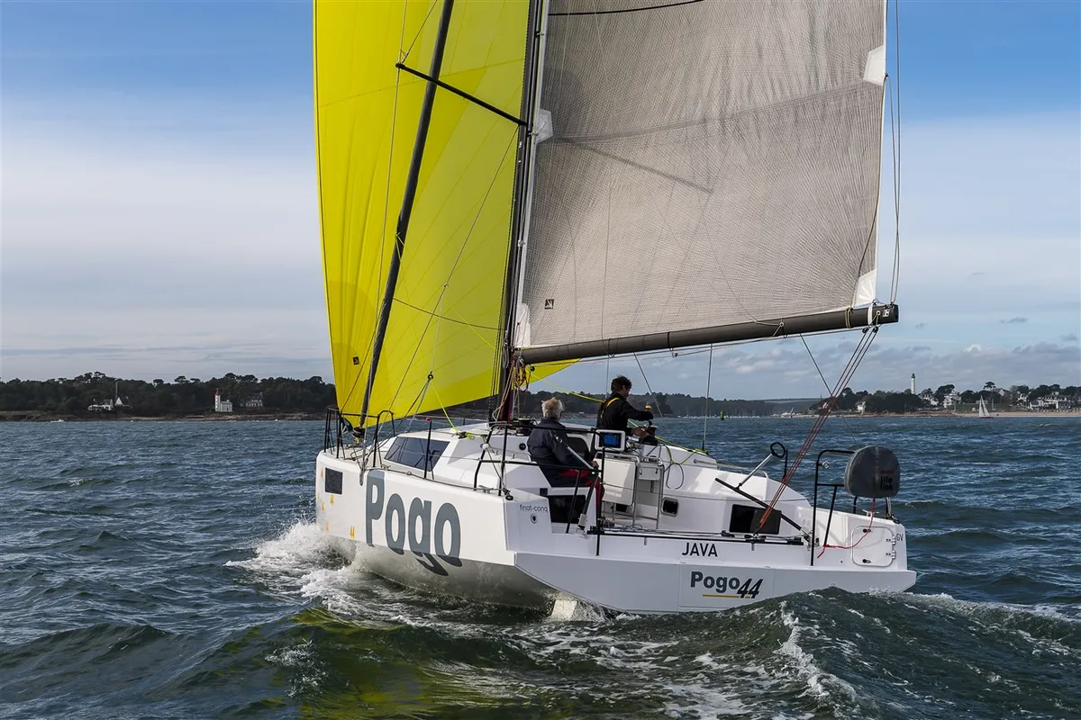 Exterior view of TOSTAKY, a Pogo Structures Pogo 44 sailboat at La Trinité-sur-Mer, France