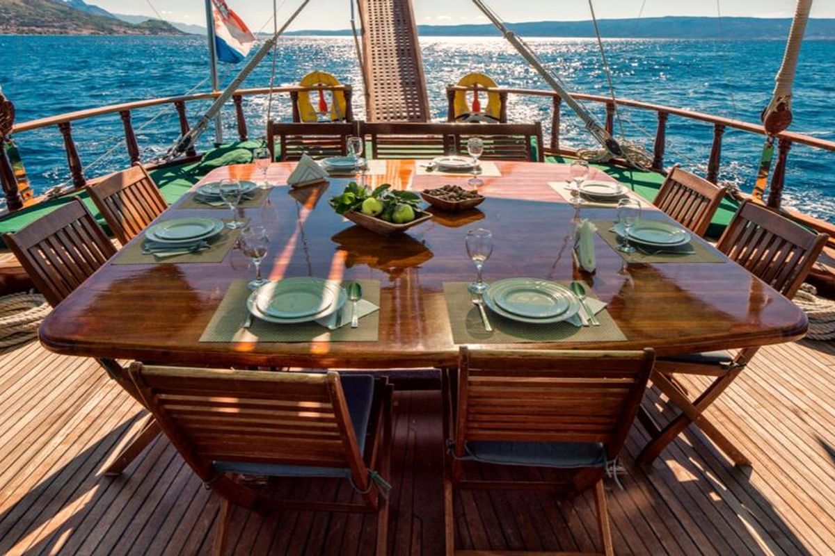 Deck of Alisa, a Aegean Yacht Alisa yacht at Stobreč, Croatia