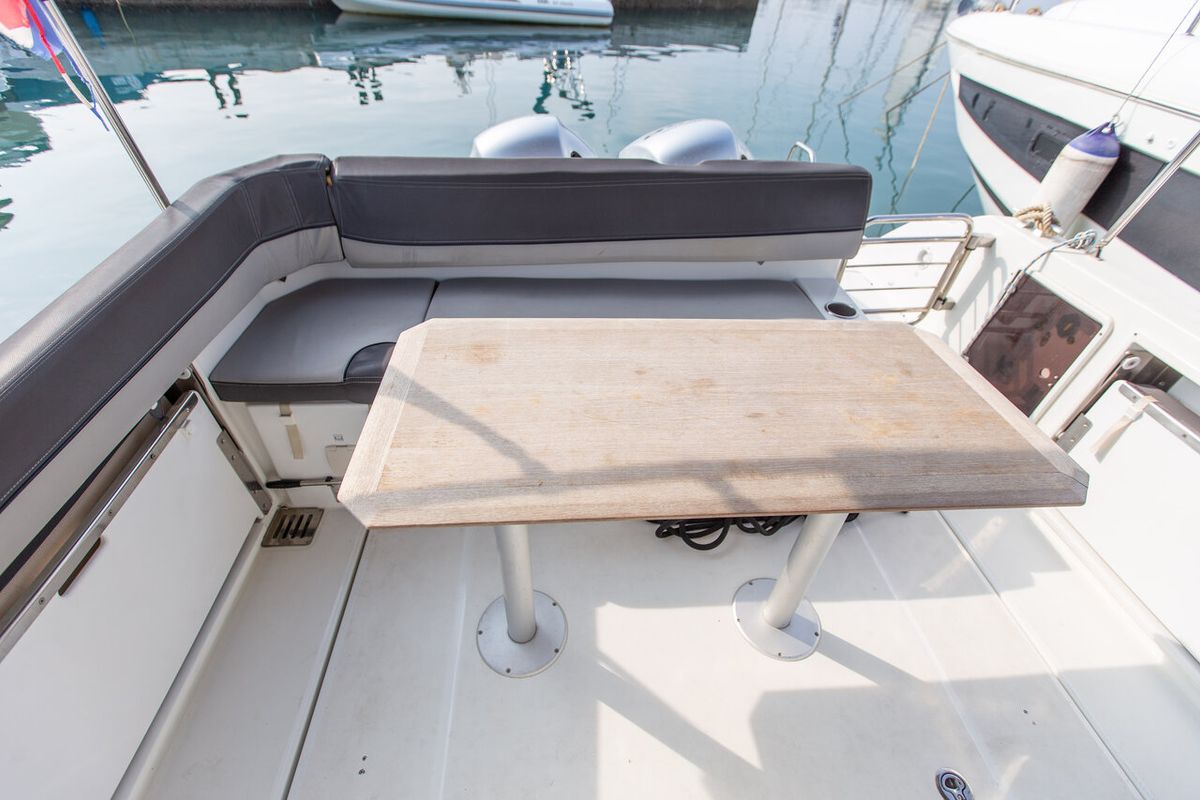Deck of Cap Camarat 9,0 WA, a Jeanneau Cap Camarat 9.0 WA motorboat at Grad Pula, Croatia