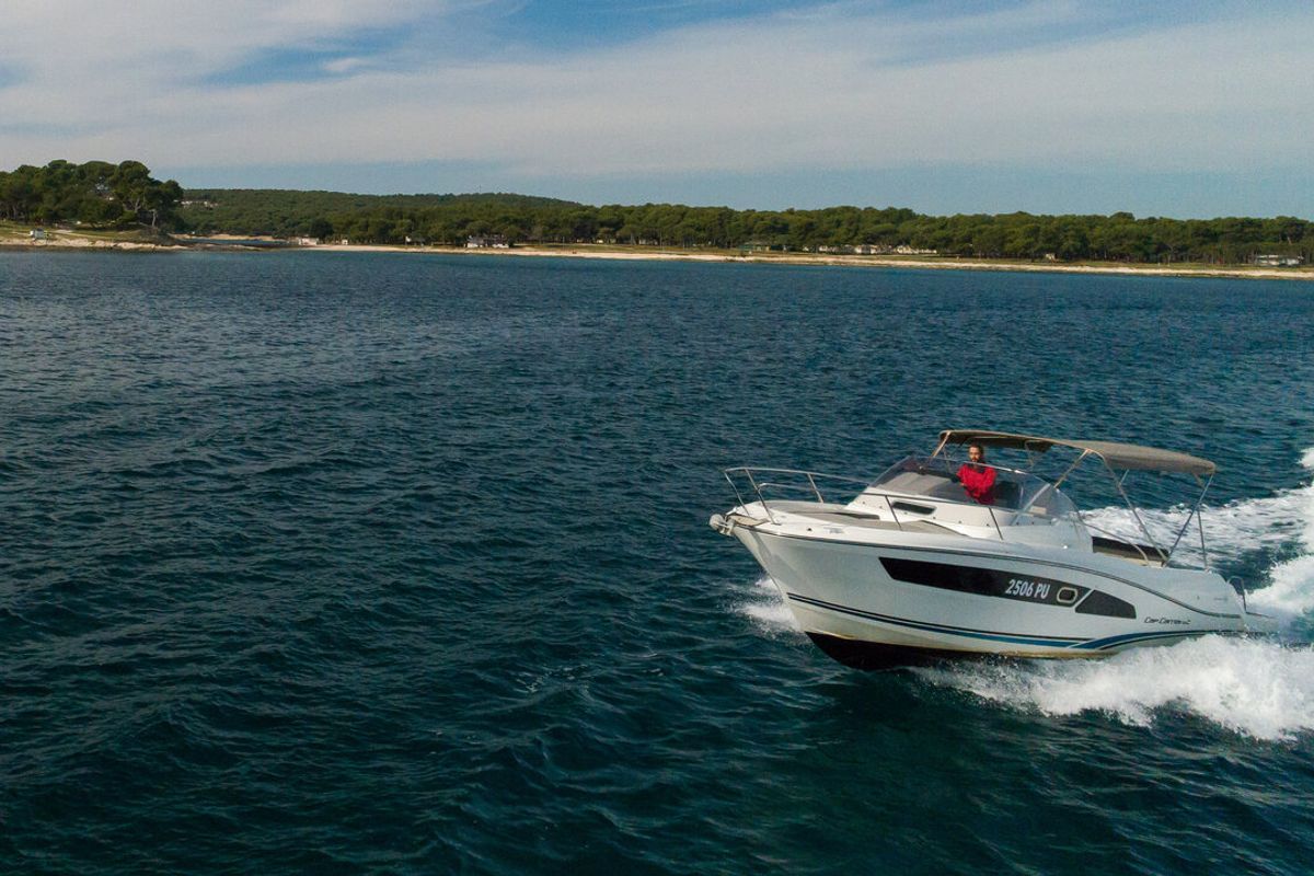 Exterior view of Cap Camarat 9,0 WA, a Jeanneau Cap Camarat 9.0 WA motorboat at Grad Pula, Croatia