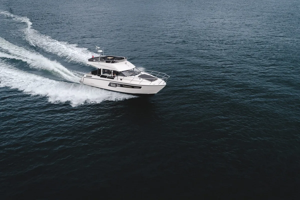 Exterior view of No Name, a Viknes Skilso 39 FLY yacht at Općina Sukošan, Croatia