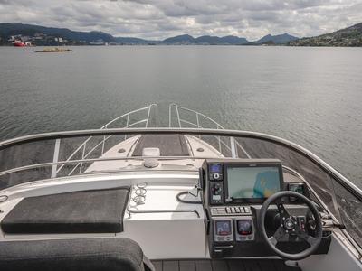 Cockpit of No Name, a Viknes Skilso 39 FLY yacht at Općina Sukošan, Croatia