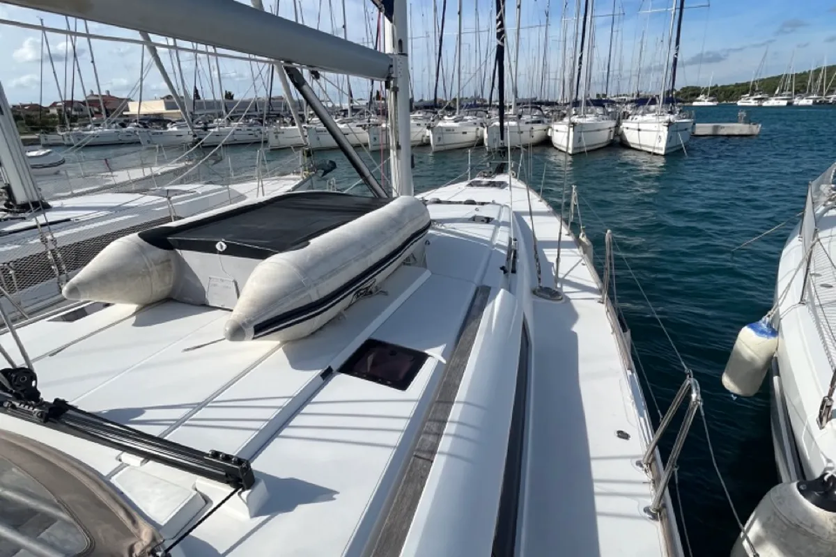 Deck of KATRINA, a Jeanneau Sun Odyssey 509 sailboat at Općina Sukošan, Croatia