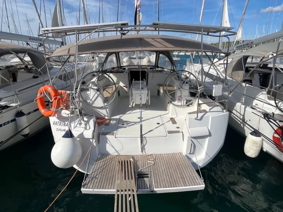 Cockpit of KATRINA, a Jeanneau Sun Odyssey 509 sailboat at Općina Sukošan, Croatia