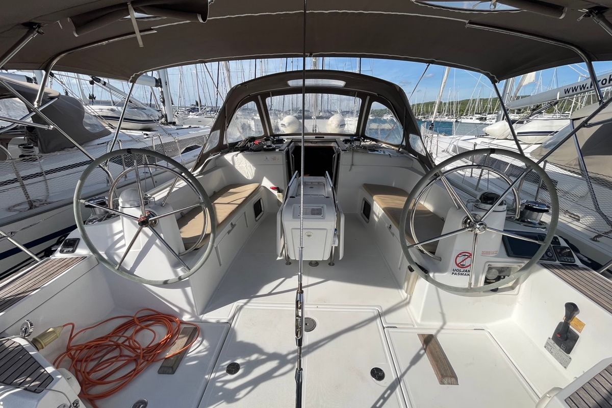 Cockpit of KATRINA, a Jeanneau Sun Odyssey 509 sailboat at Općina Sukošan, Croatia