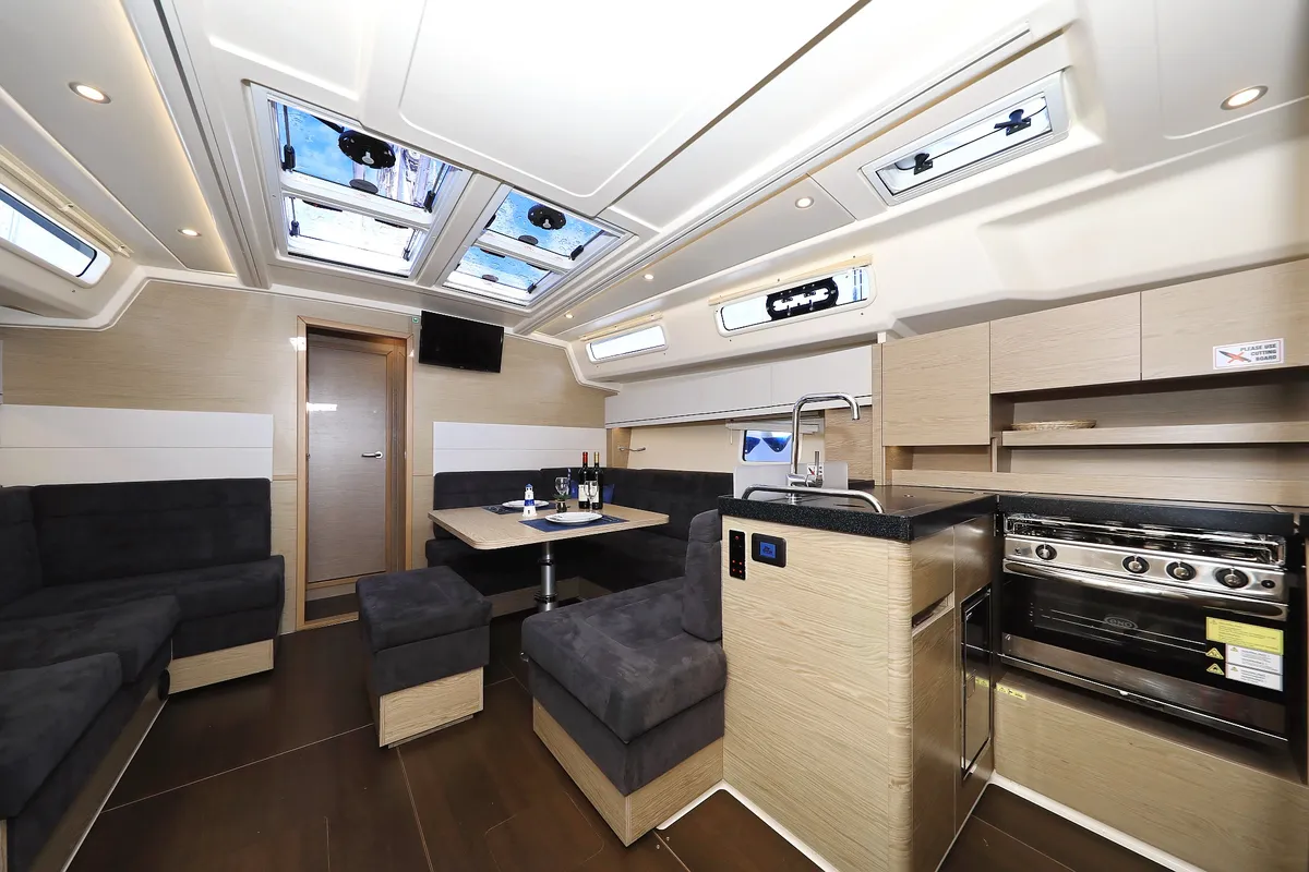 Salon of Adagio, a Hanse Yachts Hanse 458 sailboat at Grad Biograd na Moru, Croatia
