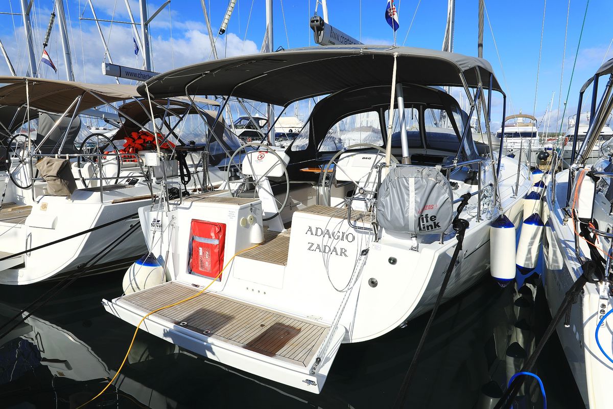 Exterior view of Adagio, a Hanse Yachts Hanse 458 sailboat at Grad Biograd na Moru, Croatia