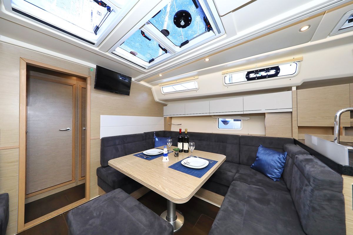 Salon of Adagio, a Hanse Yachts Hanse 458 sailboat at Grad Biograd na Moru, Croatia