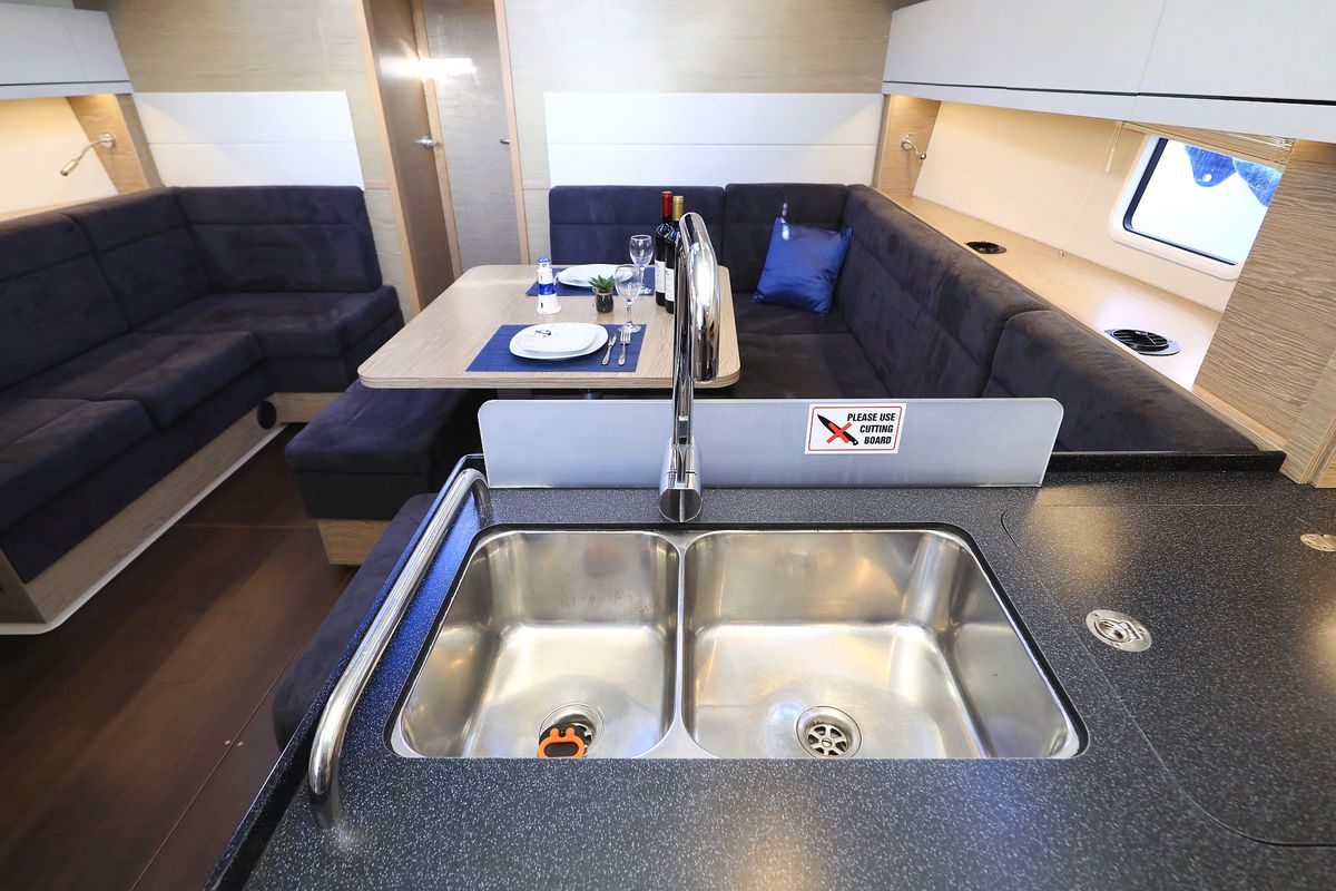 Galley of Adagio, a Hanse Yachts Hanse 458 sailboat at Grad Biograd na Moru, Croatia