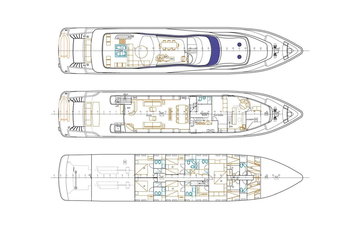 Floor plan of Pareaki II, a Gulet Luxury Motor Yacht yacht at Athens, Greece
