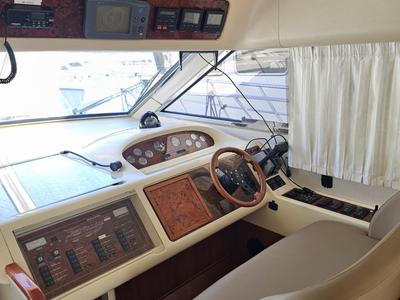 Cockpit of Carpe Diem, a Princess Yachts Princess 480 motorboat at Primošten, Croatia