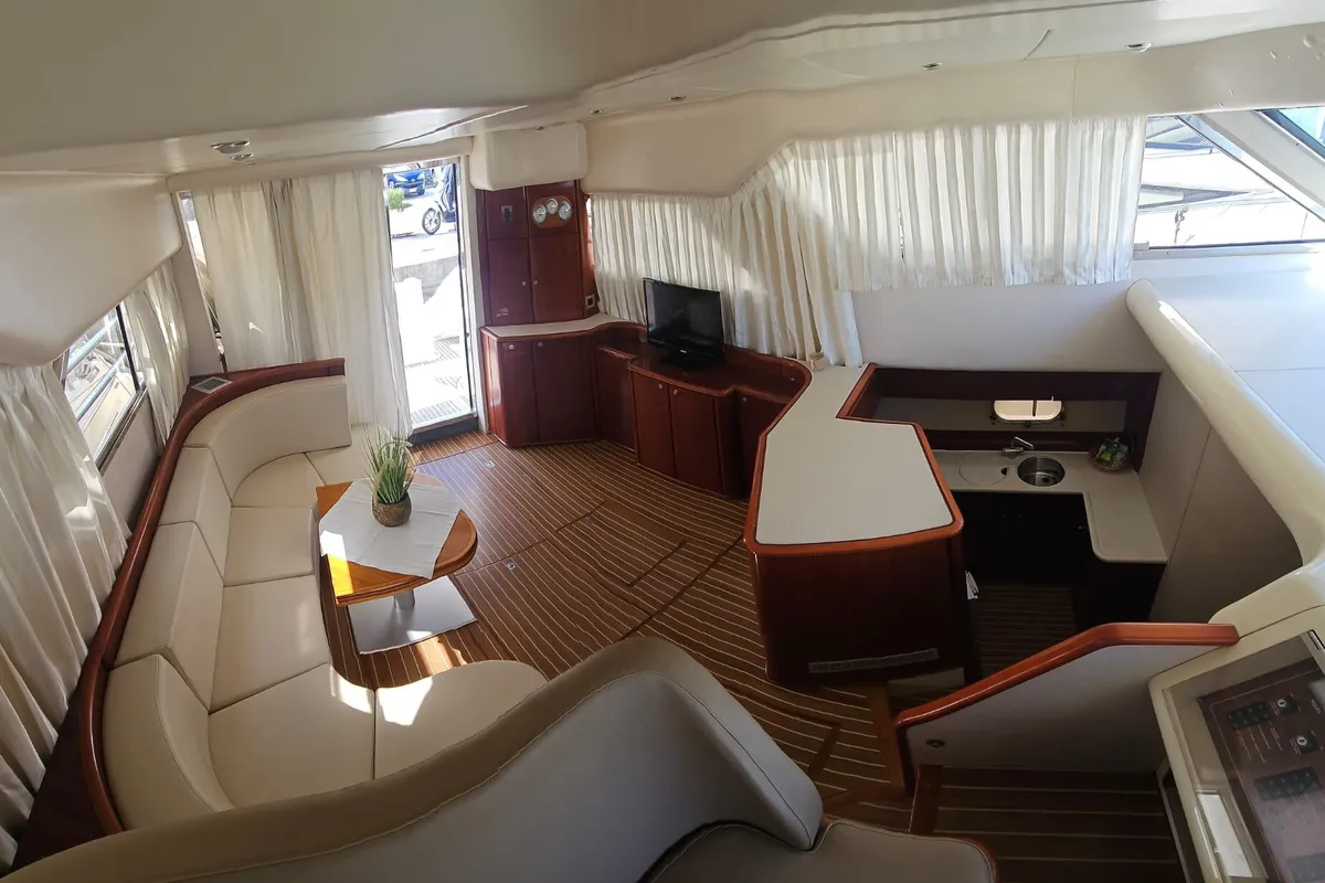 Salon of Carpe Diem, a Princess Yachts Princess 480 motorboat at Primošten, Croatia