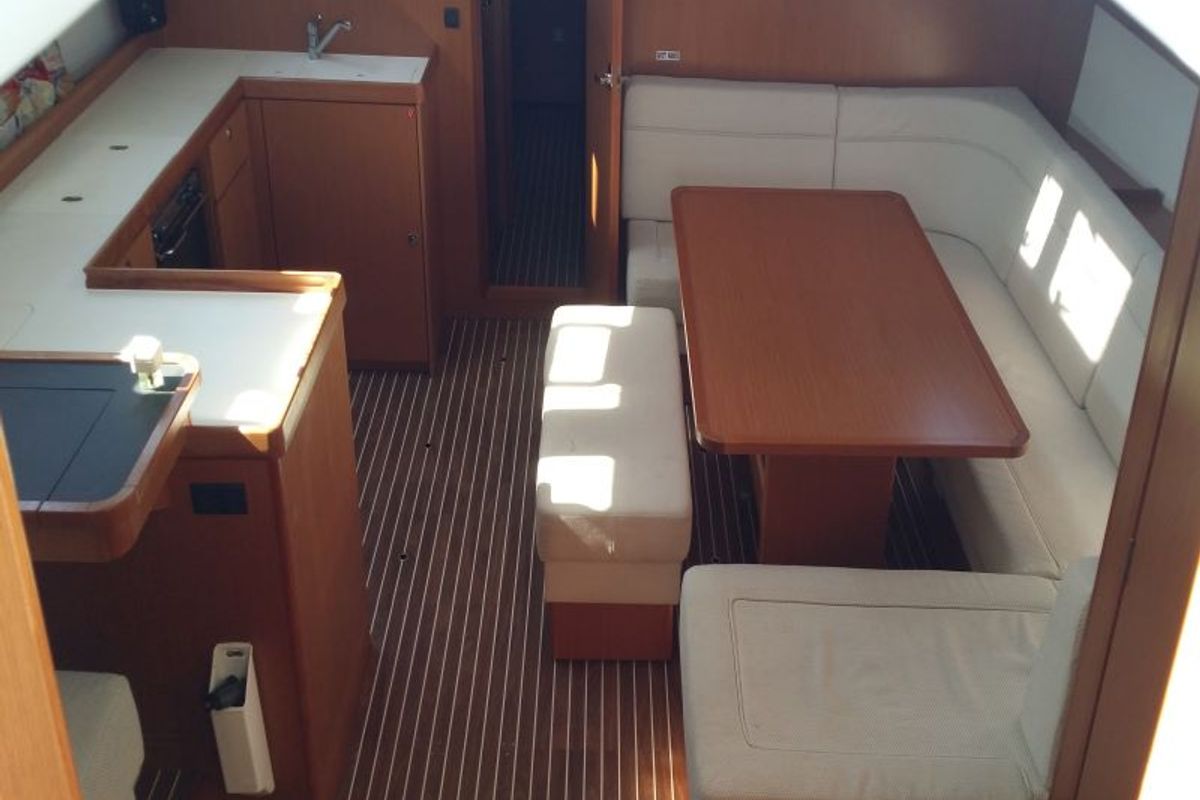 Salon of Soleado, a Bavaria Cruiser 51 sailboat at Municipal Unit of Nea Peramos, Greece