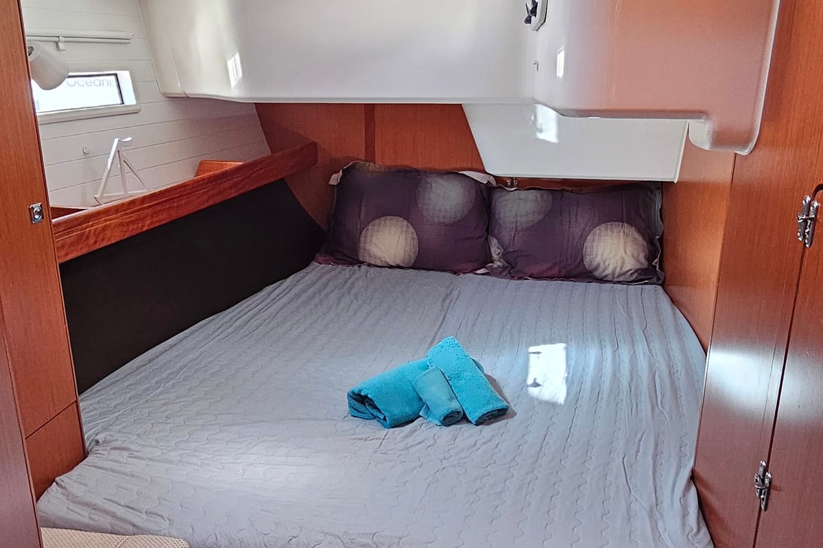 Cabin on Soleado, a Bavaria Cruiser 51 sailboat at Municipal Unit of Nea Peramos, Greece