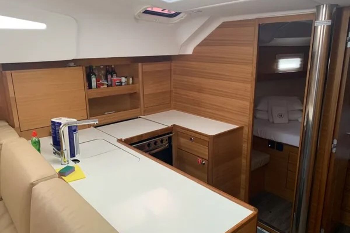 Galley of Long Island, a Elan Impression 50.1 sailboat at Seget Donji, Croatia