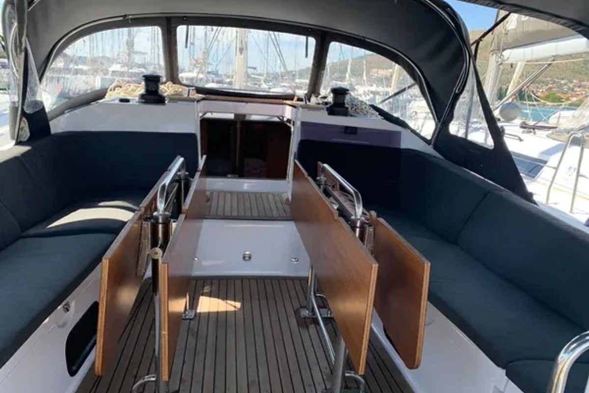 Deck of Long Island, a Elan Impression 50.1 sailboat at Seget Donji, Croatia