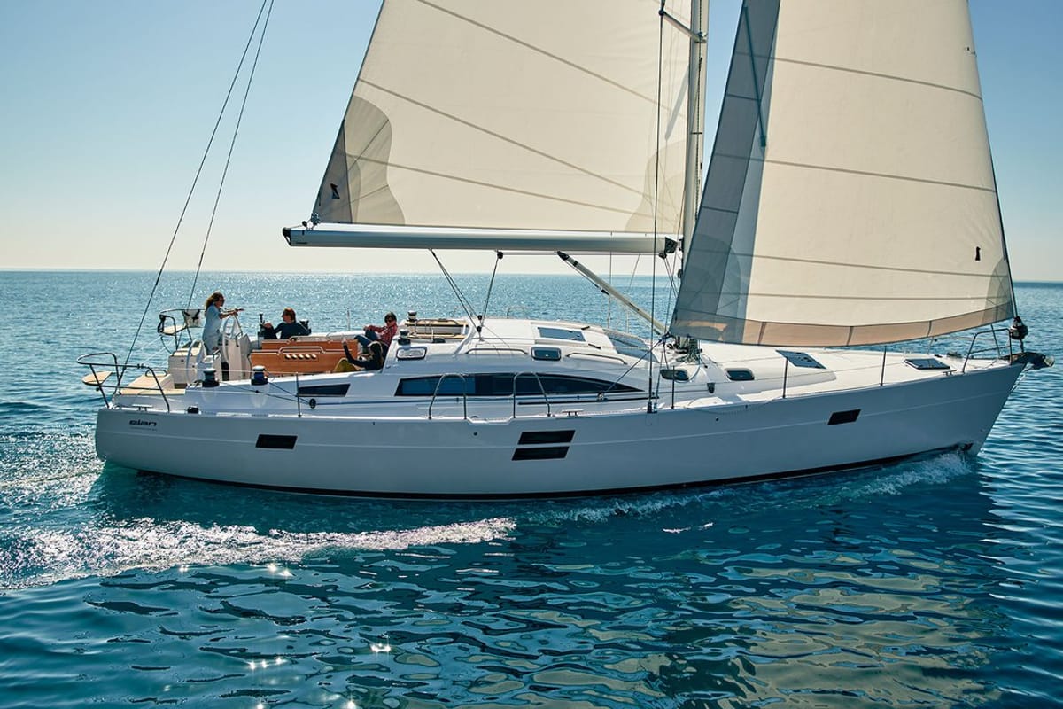 Exterior view of Long Island, a Elan Impression 50.1 sailboat at Seget Donji, Croatia