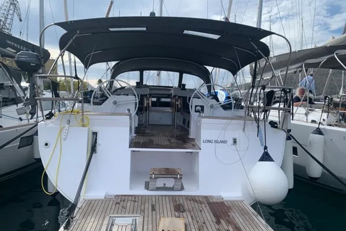 Deck of Long Island, a Elan Impression 50.1 sailboat at Seget Donji, Croatia